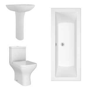 Feel Curved Modern Bathroom Suite with Double Ended Bath - 1800 x 800mm