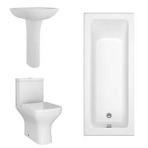 Feel Curved Modern Bathroom Suite with Double Ended Bath - Choice of Sizes 