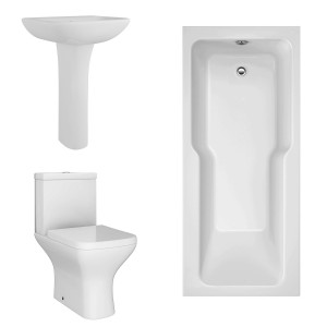 Feel Curved Modern Bathroom Suite with Straight Shower Bath - 1700 x 750mm