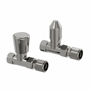 15mm Straight Manual Radiator Valves - Satin Nickel