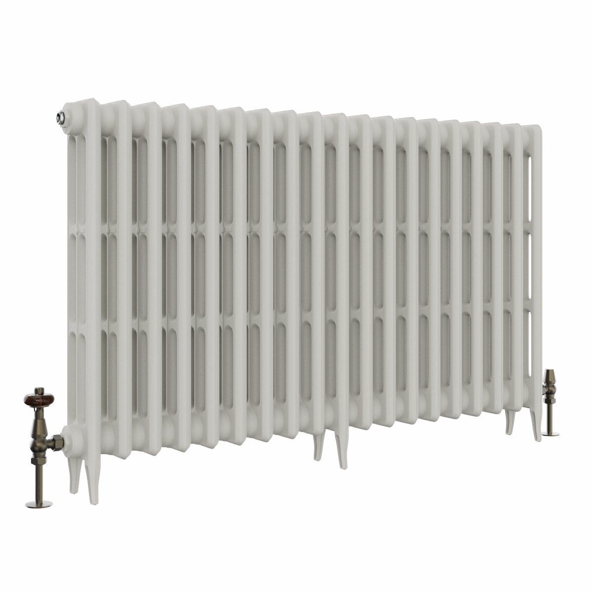 Classic  745 x 1212mm Porcelain White Triple Column Cast Iron Radiator - 19 Sections