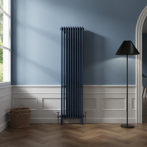 Bern 1800 x 470mm Sapphire Blue Four Column Vertical Traditional Radiator
