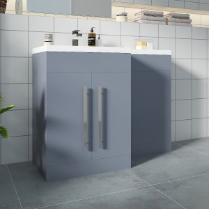 Calm Gloss Grey Left Hand Combination Vanity Set (No Concealed Cistern, No Toilet)
