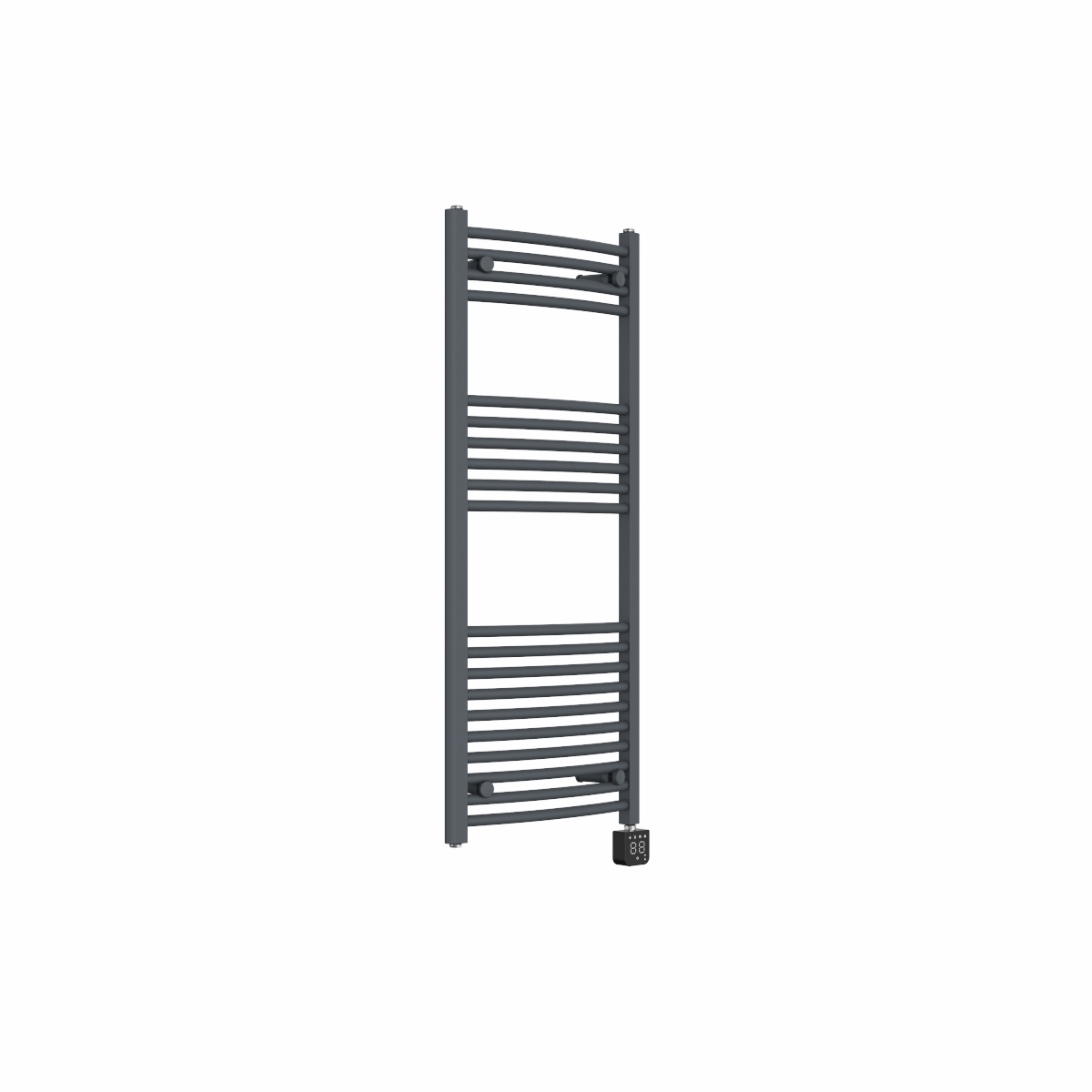 Fjord 1200 x 500mm Curved Anthracite Thermostatic Wifi Control Electric Heated Towel Rail