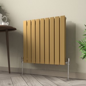 Karlstad 600 x 614mm Metallic Gold Double Flat Panel Horizontal Designer Radiator