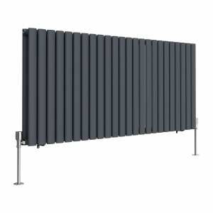 Norden 600 x 1417mm Anthracite Double Horizontal Oval Tube Designer Radiator