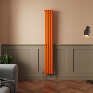 Norden 1800 x 237mm Bright Orange Double Oval Column Vertical Designer Radiator