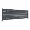 Norden 473 x 1800mm Anthracite Double Horizontal Oval Tube Designer Radiator