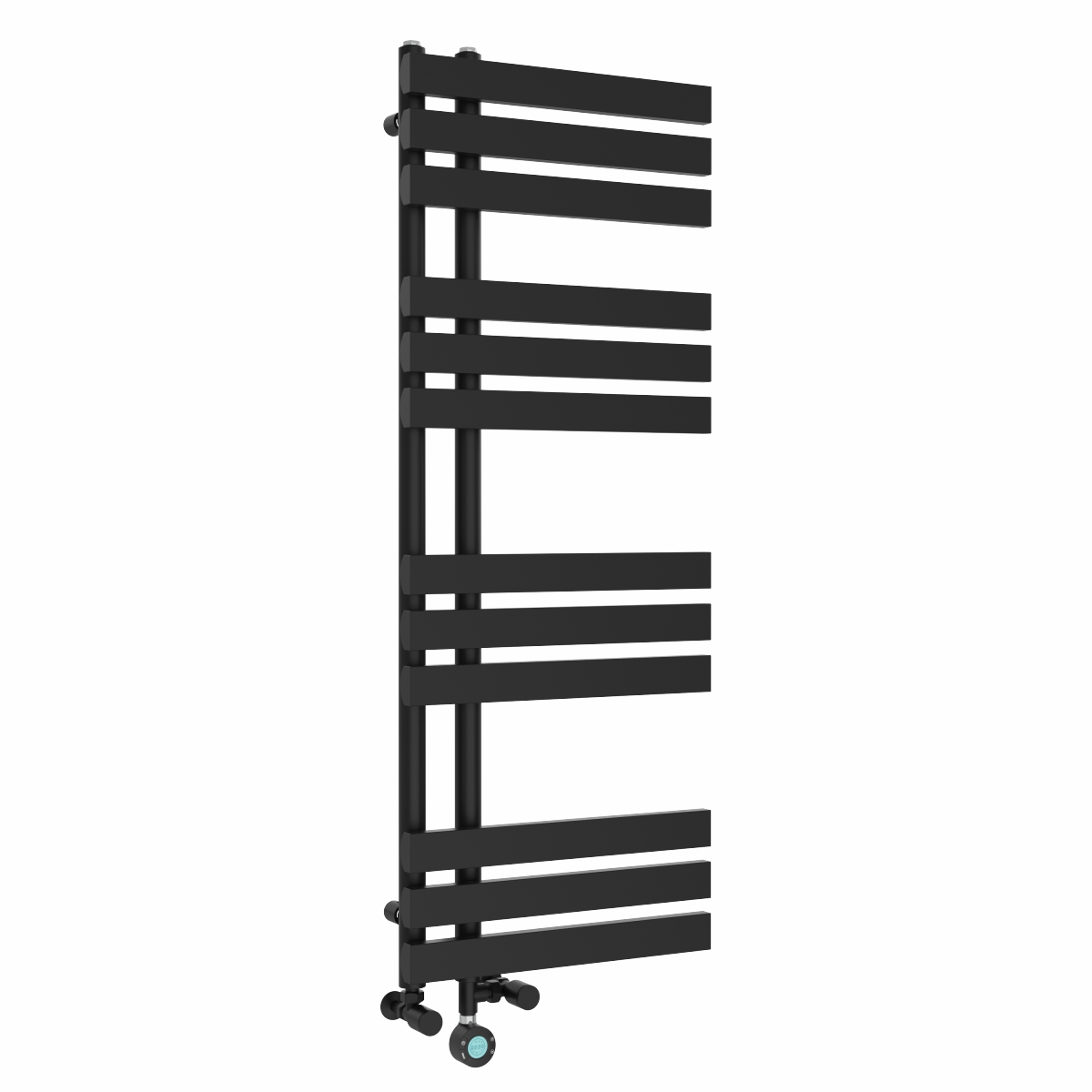 Koli 1200 x 450mm Dual Fuel Black Thermostatic Touch Control Electric Heated Towel Rail