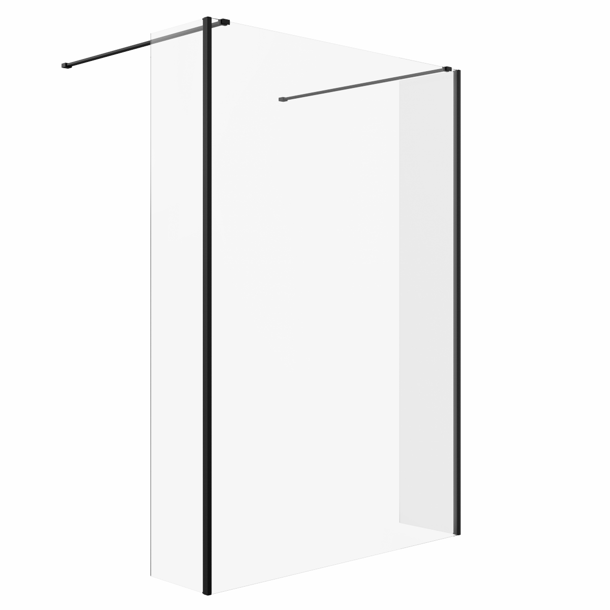 Wasdale 1400mm Black Walk Through Wet Room Screen with 300mm Hinged Return Screens