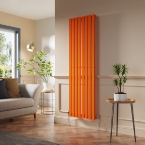 Lulea 1800 x 550mm Bright Orange Single Flat Panel Vertical Designer Radiator