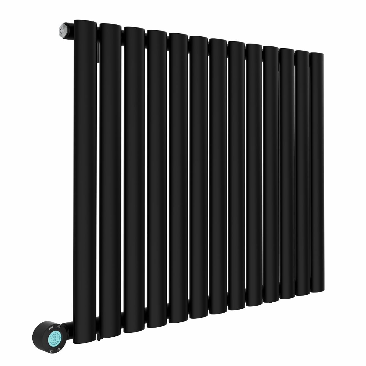 Norden 600 x 768mm Black Horizontal Oval Tube Wifi Electric Radiator - 800W