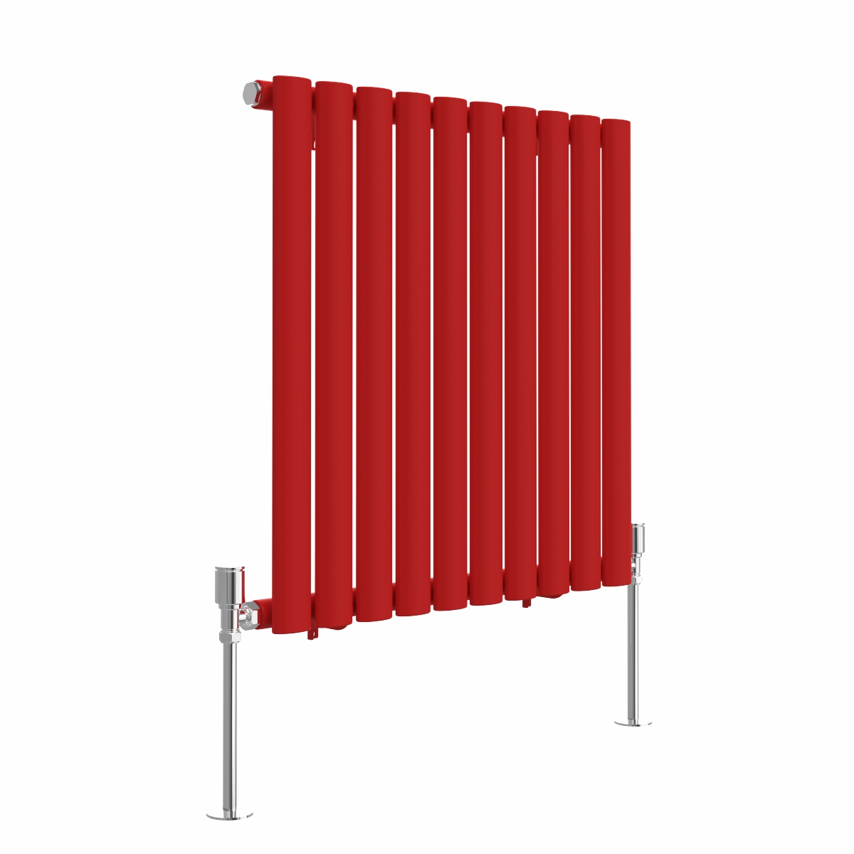 Norden 600 x 591mm Signal Red Single Oval Column Horizontal Designer Radiator