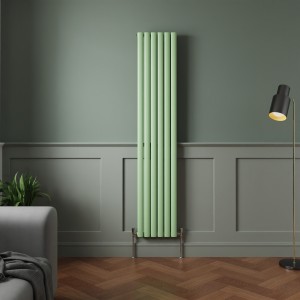 Norden 1800 x 355mm Pastel Green Single Oval Column Vertical Designer Radiator