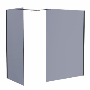 Wasdale 1100mm Wet Room Screen with 1000mm Wet Room Screen - Black Smoked