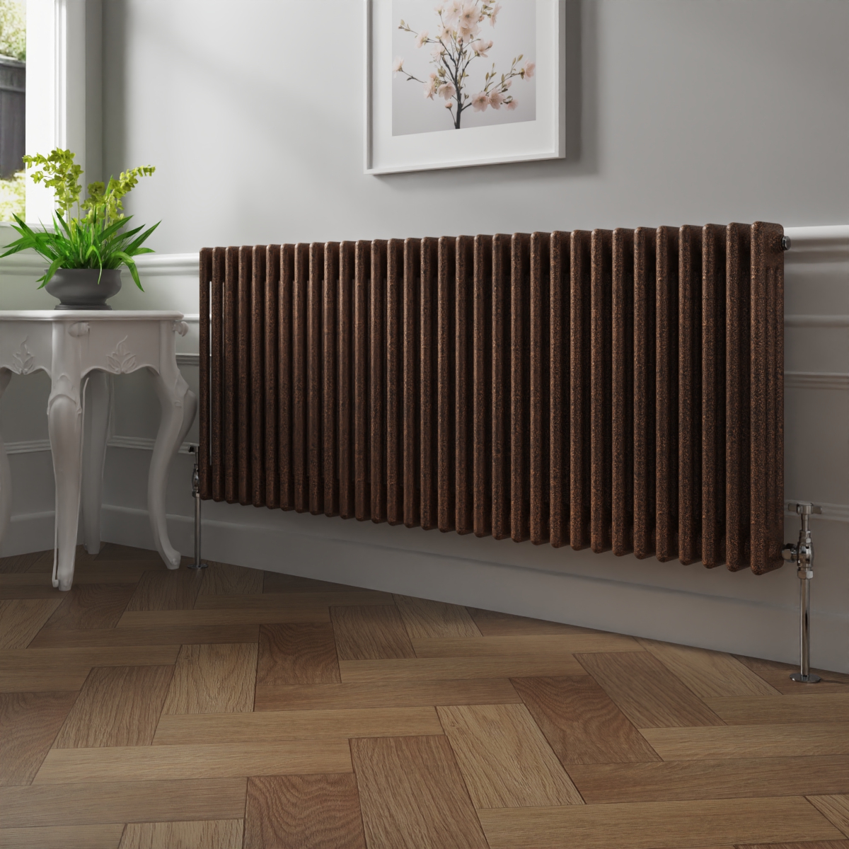 Bern 600 x 1460mm Black Copper Triple Column Horizontal Traditional Radiator
