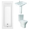 RAK Resort Mini Open Back Toilet with 650mm Basin Modern Bathroom Suite and Single Ended Bath - 1700 x 700mm
