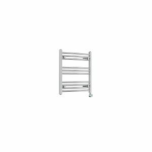 Fjord 600 x 600mm Curved Chrome Thermostatic Touch Control Electric Heated Towel Rail