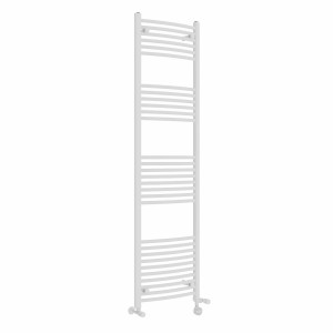 Fjord 1800 x 500mm Dual Fuel Curved White Thermostatic Electric Heated Towel Rail
