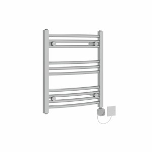 Fjord 600 x 500mm Curved Chrome HEC Thermostatic Electric Heated Towel Rail