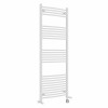 Fjord 1600 x 600mm Dual Fuel Curved White Thermostatic Electric Heated Towel Rail