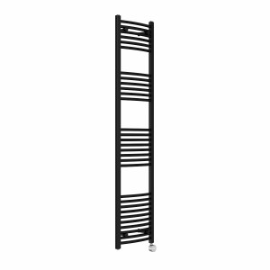 Fjord 1800 x 400mm Curved Black Thermostatic Touch Control Electric Heated Towel Rail