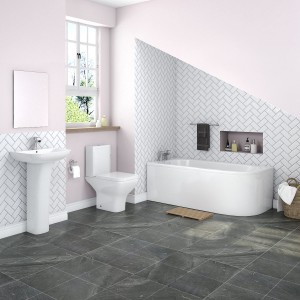 Feel Curved Bathroom Suite with Left Hand J Shape Bath