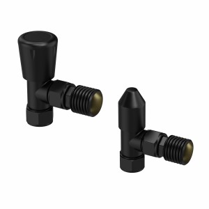 15mm Angled Manual Radiator Valves - Black