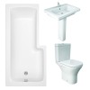 RAK Resort Mini Open Back Toilet with 650mm Basin Modern Bathroom Suite with L-Shape Shower Bath and Front Panel - Left Hand - 1700mm