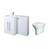 Calm White Left Hand Combination Vanity Unit with Rak-Resort Toilet & Soft Close Seat & Concealed Cistern - 1100mm