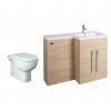 Calm Oak Right Hand Combination Vanity Unit with RAK-Tonique Toilet & Soft Close Seat & Concealed Cistern - 1100mm