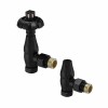 Antique Thermostatic Angled Radiator Valves - Black