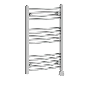 Fjord 800 x 500mm Curved Chrome Thermostatic Electric Heated Towel Rail