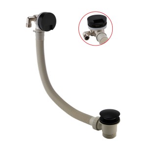 Round Bath Overflow Filler with Click Clack Waste Matt Black