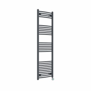 Fjord 1600 x 500mm Curved Anthracite Thermostatic Touch Control Wifi Electric Heated Towel Rail