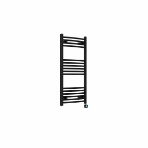 Fjord 1000 x 500mm Curved Black Thermostatic Touch Control Wifi Electric Heated Towel Rail