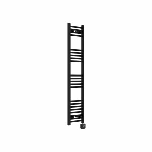 Fjord 1400 x 300mm Curved Black Thermostatic Wifi Control Electric Heated Towel Rail