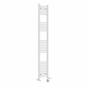 Fjord 1800 x 300mm Dual Fuel Curved White Thermostatic Electric Heated Towel Rail