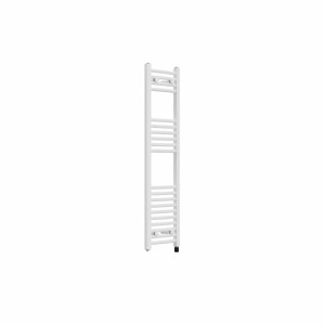 Fjord 1200 x 300mm Curved White Prefilled Electric Heated Towel Rail