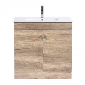 800mm Light Oak Effect Wash Basin Cabinet Floor Standing Vanity Unit