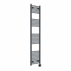 Fjord 1800 x 400mm Curved Anthracite Thermostatic Wifi Control Electric Heated Towel Rail