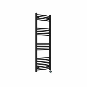 Fjord 1400 x 500mm Curved Black Thermostatic Touch Control Electric Heated Towel Rail