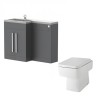Calm Gloss Grey Left Hand Combination Vanity Unit Basin L Shape with Back to Wall Boston Toilet & Soft Close Seat & Concealed Cistern - 1100mm