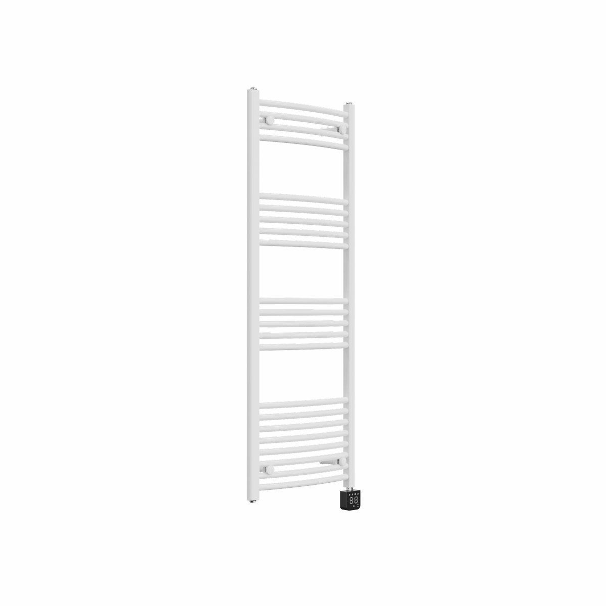 Fjord 1400 x 500mm Curved White Thermostatic Wifi Control Electric Heated Towel Rail