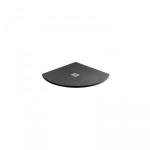 Aqua - Jet Black Slate Effect Quadrant Shower Tray - 800 x 800mm - Includes Fast Flow Grill Waste