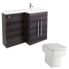 Calm Grey Right Hand Combination Vanity Unit Basin L Shape with Back to Wall Boston Toilet & Soft Close Seat & Concealed Cistern - 1100mm