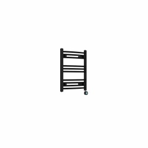 Fjord 600 x 500mm Curved Black Thermostatic Touch Control Wifi Electric Heated Towel Rail