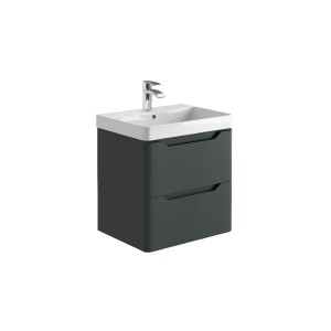 Acton 600mm Wall Hung Vanity Unit & White Basin - Anthracite