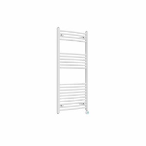 Fjord 1200 x 600mm Curved White Thermostatic Touch Control Electric Heated Towel Rail