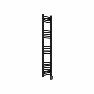 Bergen 1400 x 300mm Straight Black Thermostatic Wifi Control Electric Heated Towel Rail